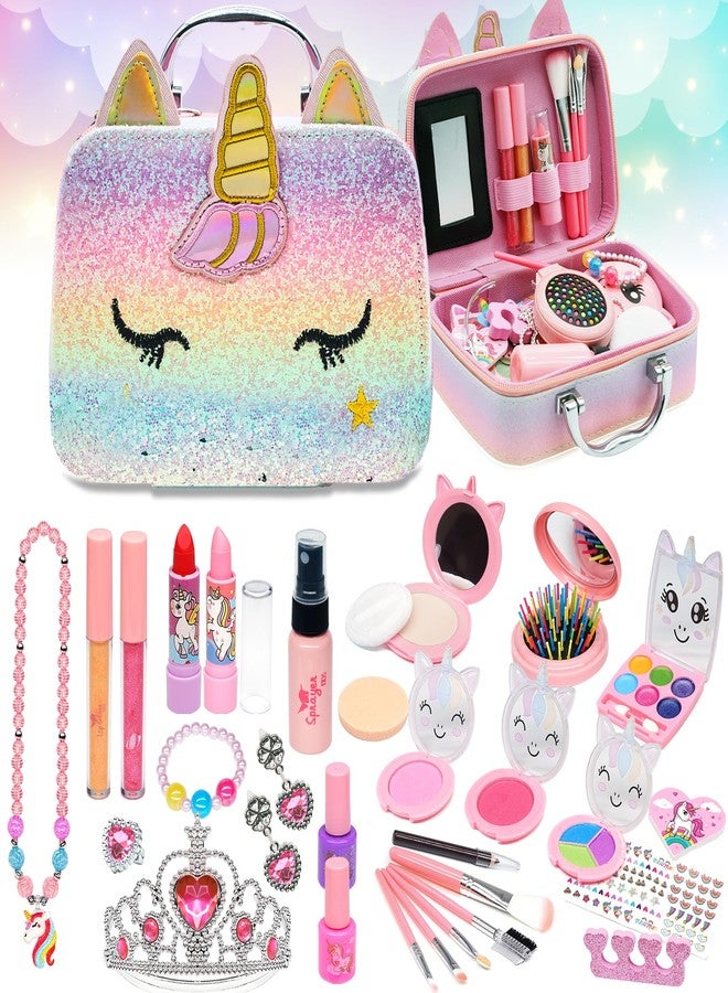 Mrabbitoo Kids Real Makeup Kit for Girls - 63Pcs Non-Toxic Washable Little Girls Make Up Toys, Princess Cosmetics Set for Toddlers to Tweens - Image 1